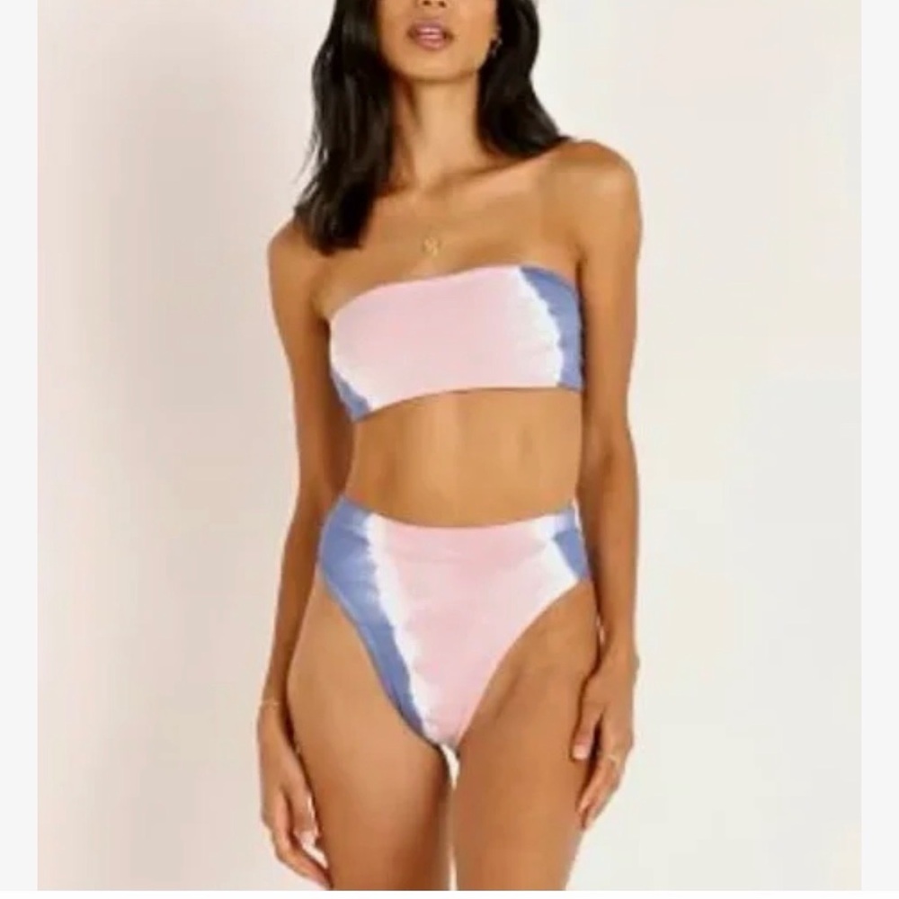 Lspace Pink and Blue Tie-Dye Bikini Set